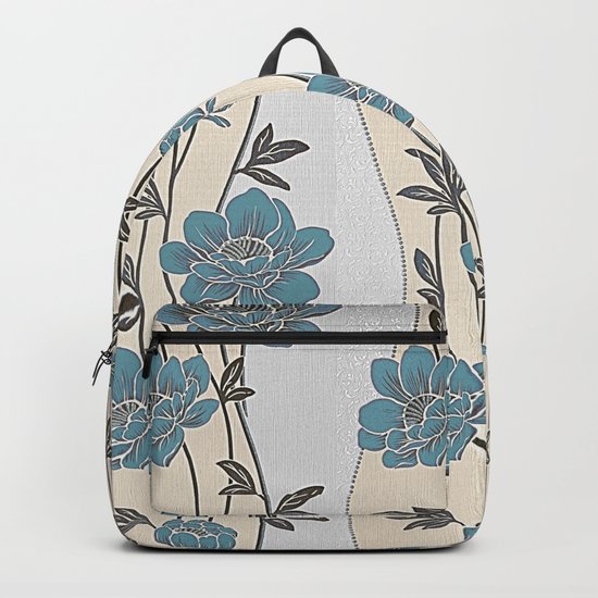Greenish Blue Flower Garland Backpack