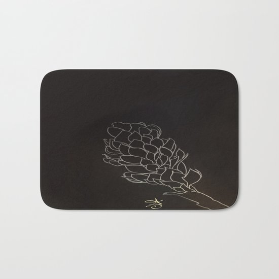 Black and White Alpinia purpurata – Red Ginger Flower, Bogota, Colombia Bath Mat