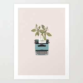 Minimal collage botanical typewriter Art Print