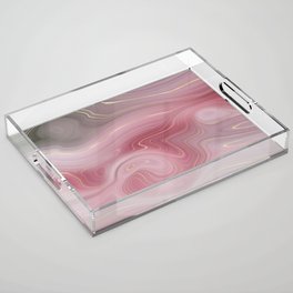 Rose Pink Gold Agate Geode Luxury Acrylic Tray