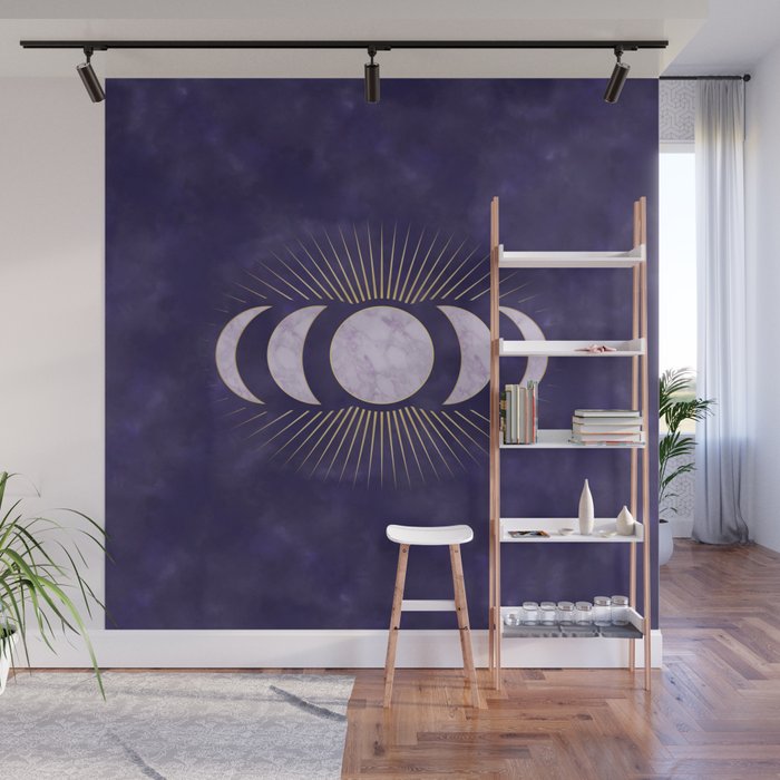 Witchy Purple Moon Phases Wall Mural