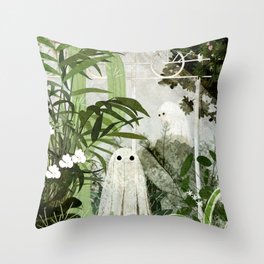 There's A Ghost in the Greenhouse Again Throw Pillow