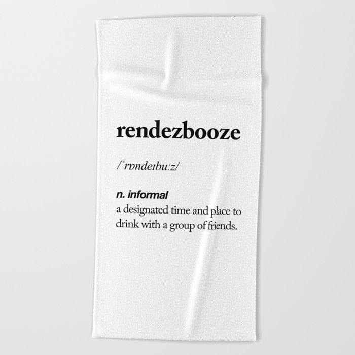 Rendezbooze black and white contemporary minimalism typography design home wall decor bedroom Beach Towel