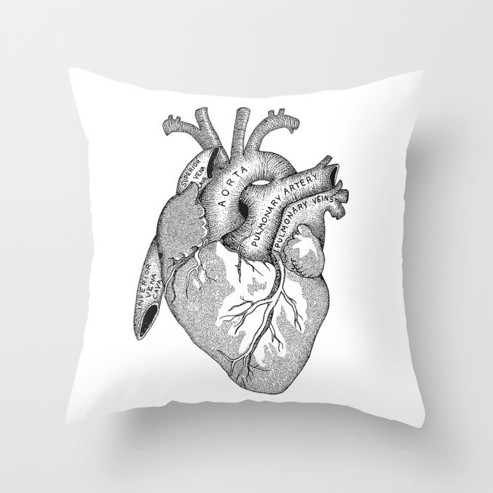 Study of the Heart Throw Pillow