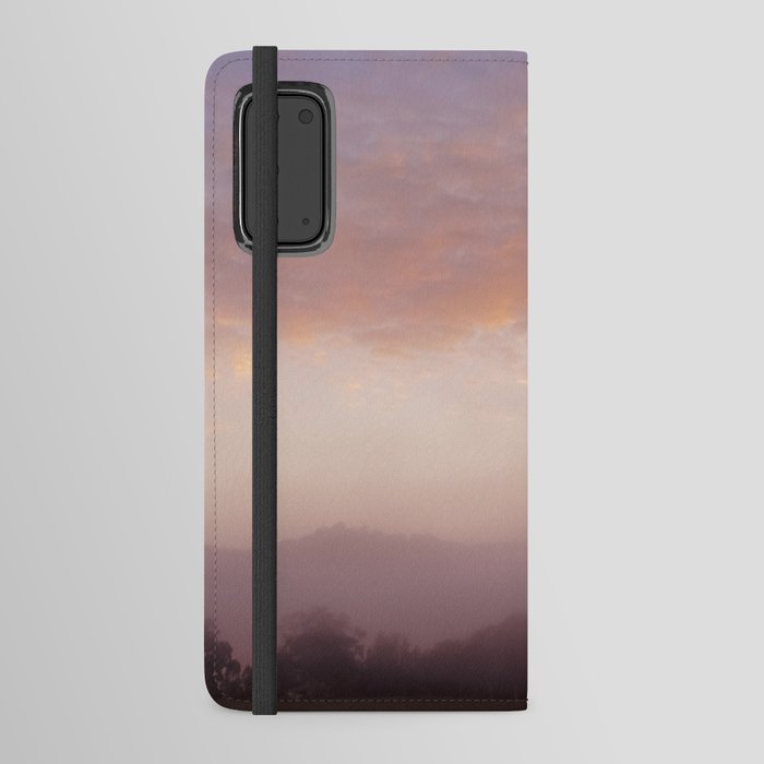 /// Bubble gum mornings /// Landscape photography of early morning tree in the fog at sunrise, NSW Australia Android Wallet Case