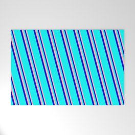 [ Thumbnail: Pink, Blue, and Cyan Colored Lines Pattern Welcome Mat ]