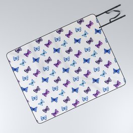 Butterflies Watercolor Blue and Purple Butterfly Picnic Blanket