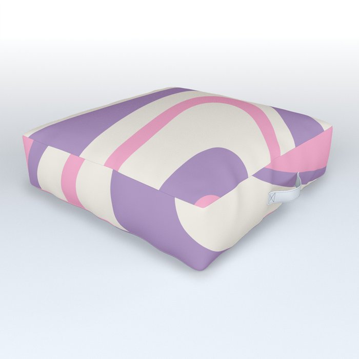 Retro Dream Abstract Swirl Pattern Purple Pink Cream Outdoor Floor Cushion