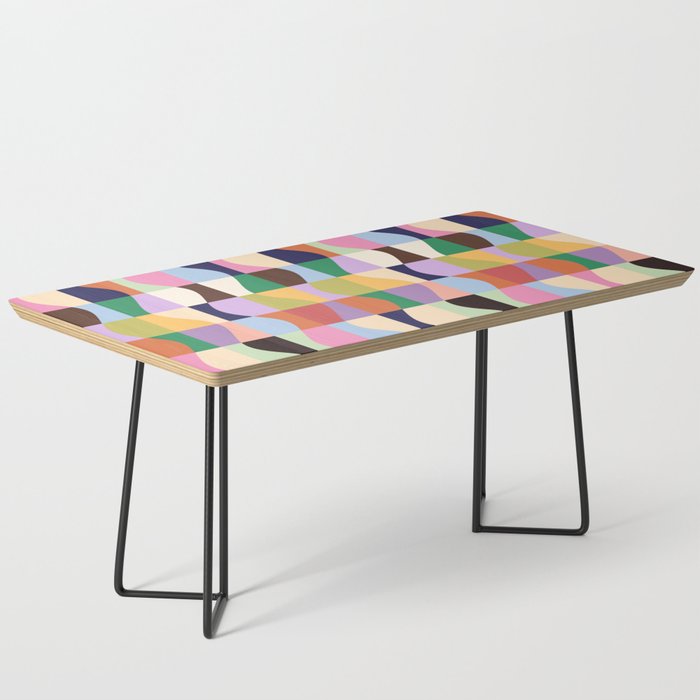 Retro Colorful Wavy Checkerboard Coffee Table