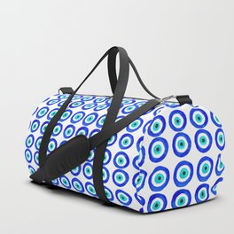 Evil Eye Amulet Talisman - on white Duffle Bag | Street Art, Watercolor, Turquoise, Pattern, Black, Eye, White, Ontrend, Curated, Amulet 