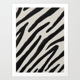 Ink Zebra Stripes Beige Art Print