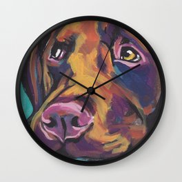 Fun Chocolate Lab Dog bright colorful Pop Art Labrador Wall Clock