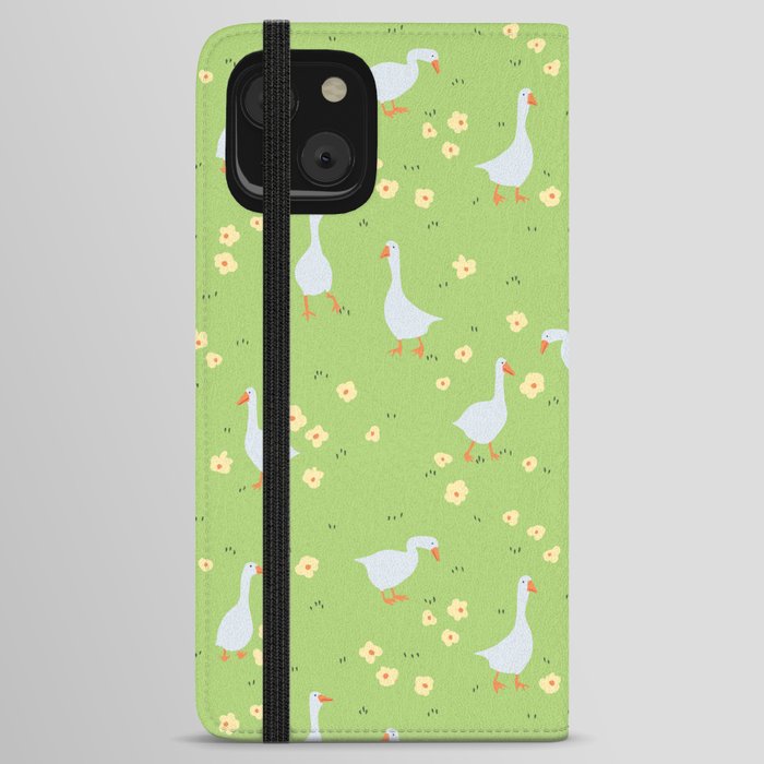 Goose goose in the meadow iPhone Wallet Case