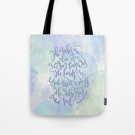 He Makes Me Lie Down In Green Pastures - Psalm 23:2~3a Tote Bag