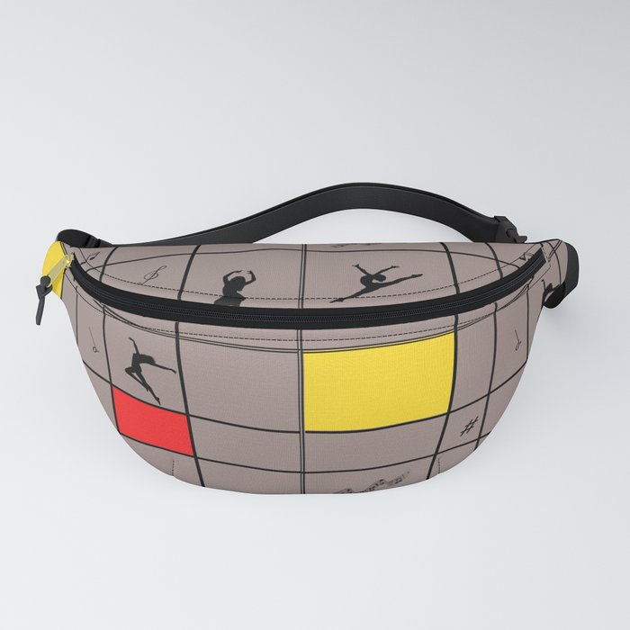 Dancing like Piet Mondrian - Composition with Red, Yellow, and Blue on the light brown background Fanny Pack