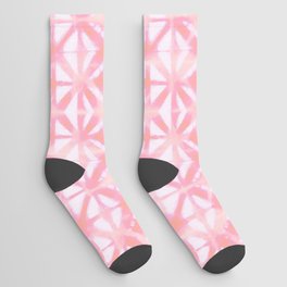 Pink coral grid Socks