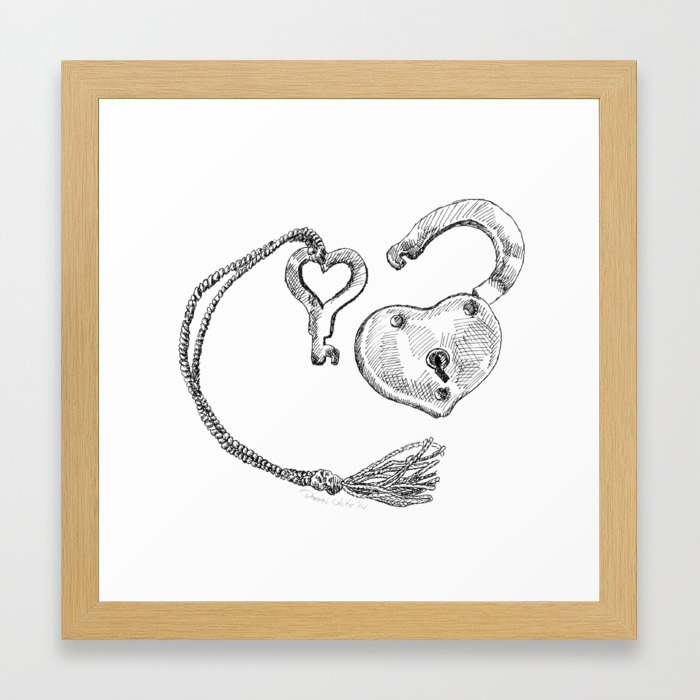 Heart Lock And Key Framed Art Print