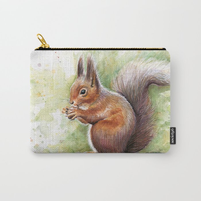 Squirrel Watercolor Painting Carry-All Pouch
