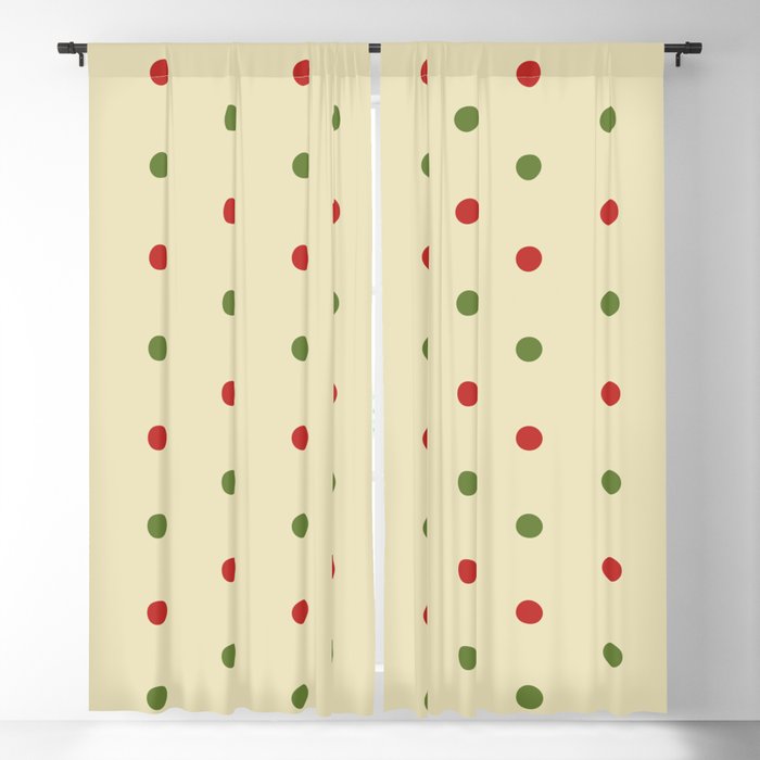 Christmas Pattern Dots Retro Red Green Blackout Curtain