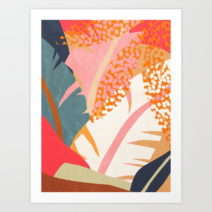 Abstract Boho Tropical Foliage 1 Art Print