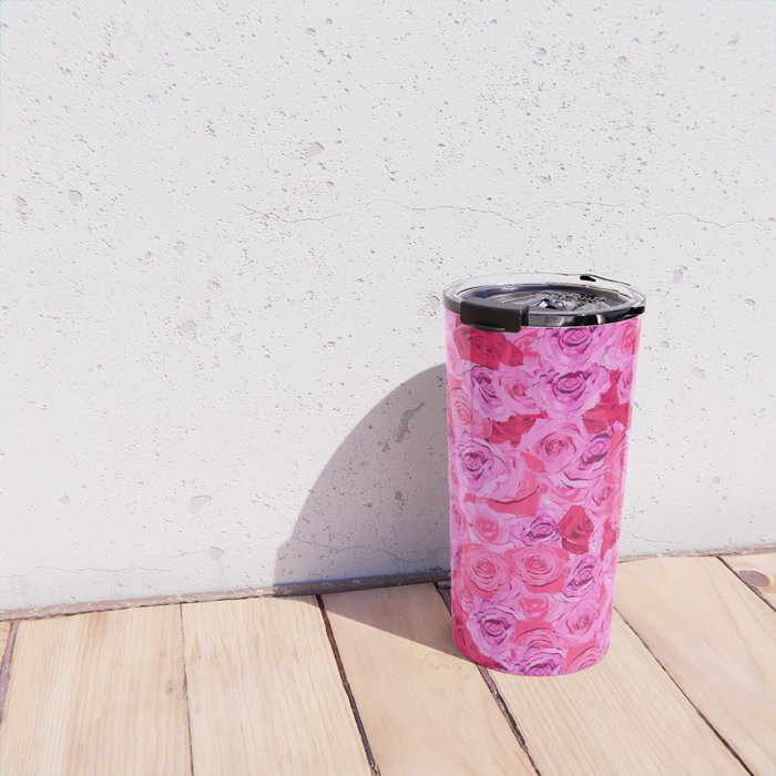 Floral Pink And Red Roses Tumblr Aesthetic Travel Mug By Littleshopofnola Society6