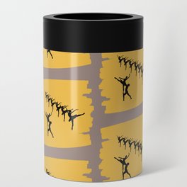 Ballerina figures in black on orange brush stroke Can Cooler