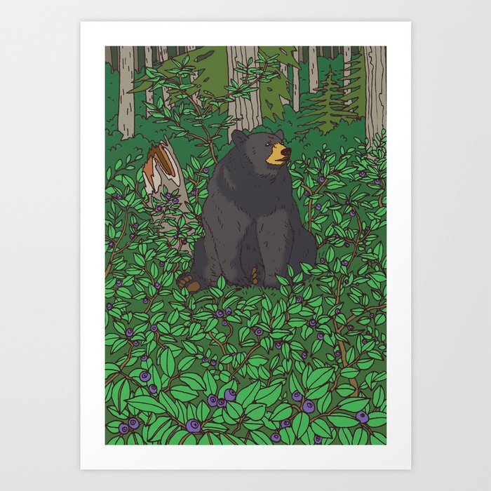 Black Bear & Huckleberry Art Print