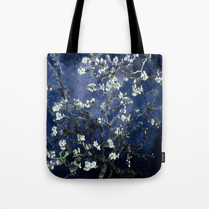 Vincent Van Gogh Almond Blossoms Dark Blue Tote Bag