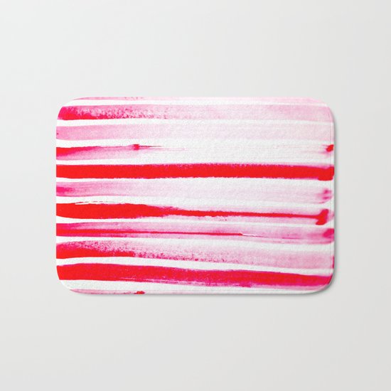 Christmas Candy Cane Red Stripe Bath Mat