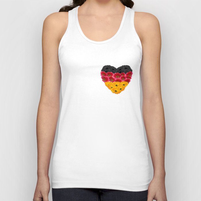 Hand drawn gerbera flowers in the shape of German national flag   Tank Top