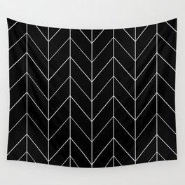 BLACK WHITE ZIG ZAG CHEVRON HERRINGBONE Wall Tapestry