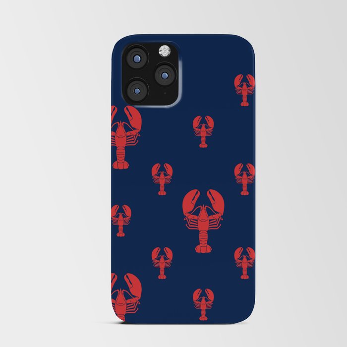 Lobster Squadron on navy background. iPhone Card Case