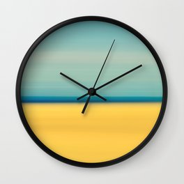 Yellow Sand Blue Sky Abstract Beach Photography Wall Clock