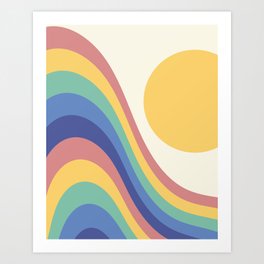 Sunshine Rainbow Abstract in playful pastel themed Art Print