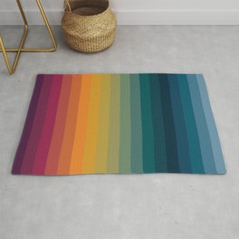 Colorful Abstract Vintage 70s Style Retro Rainbow Summer Stripes Area & Throw Rug
