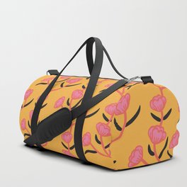 Modern Floral Camellia Vine Pattern Yellow Sun Background Duffle Bag