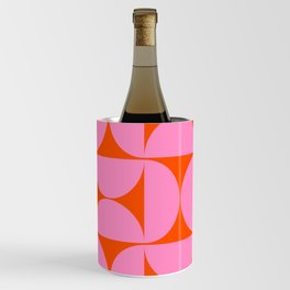 Mid Century Modern Geometric Pattern In Pink And Orange Wine Chiller