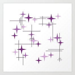 Mid Century Modern Stars Purple Art Print