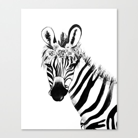 Zebra, black and white Canvas Print