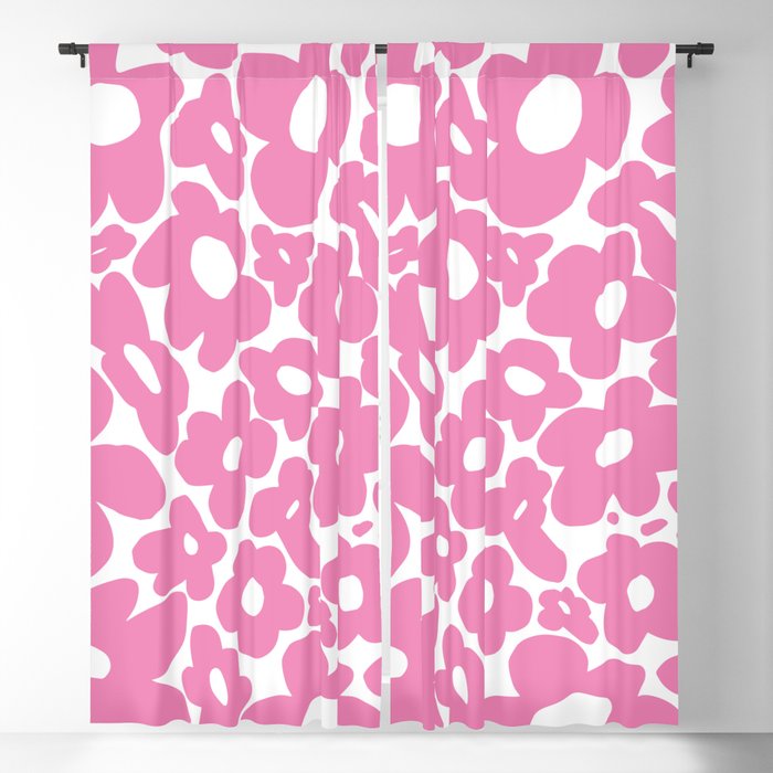 60s 70s Hippy Flowers Pink Blackout Curtain