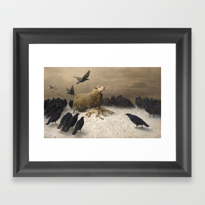 Anguish August Friedrich Albrecht Schenck Ravens And Sheep Framed Art Print By Vintage Wall Art Society6