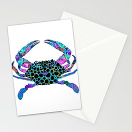 Fun Colorful Blue Crab Art - Beach Decor - Sharon Cummings Stationery Card