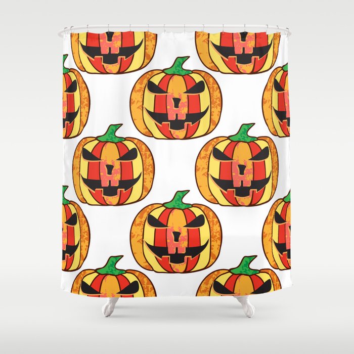 Seamless Pattern Silhouette Halloween Grimace Horror 03 Shower Curtain