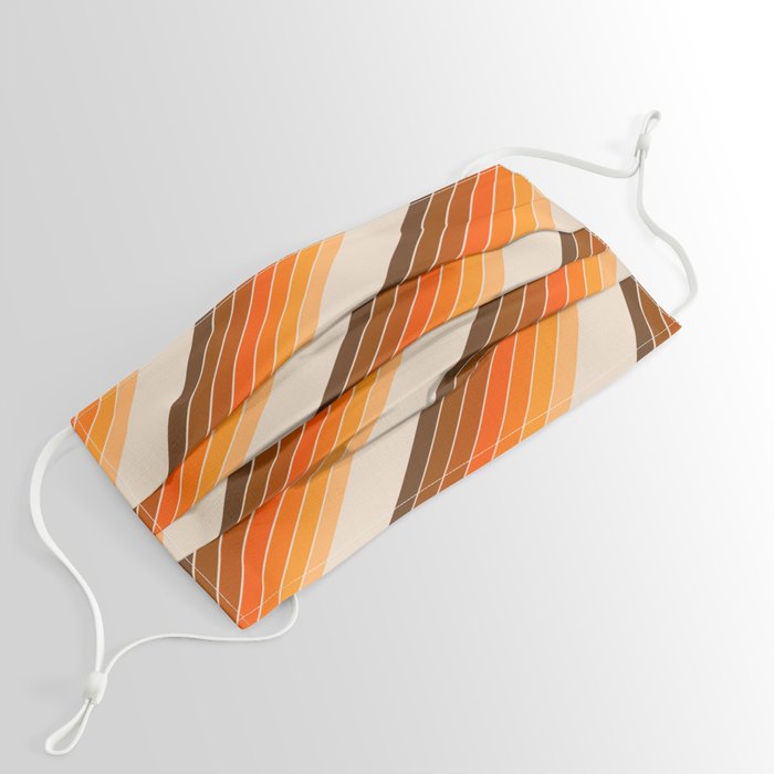 Tan Candy Stripe Face Mask | Graphic-design, Tan-stripe, Rainbow-stripe, 70s-stripe, Orange-and-brown, Brown-and-orange, 70s-orange, 70s-brown, Circa-78-designs