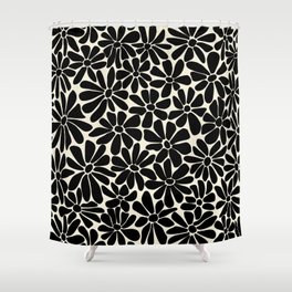 Black and White Retro Floral Art Print  Shower Curtain