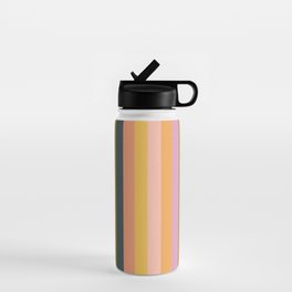 Olive Apricot - Fall Stripes Water Bottle | Orange, 70S, Graphicdesign, Halloween, Pattern, Digital, Retro, Color, Minimal, Fall 