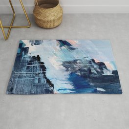 Vibes: an abstract mixed media piece in blues and pinks by Alyssa Hamilton Art Area & Throw Rug