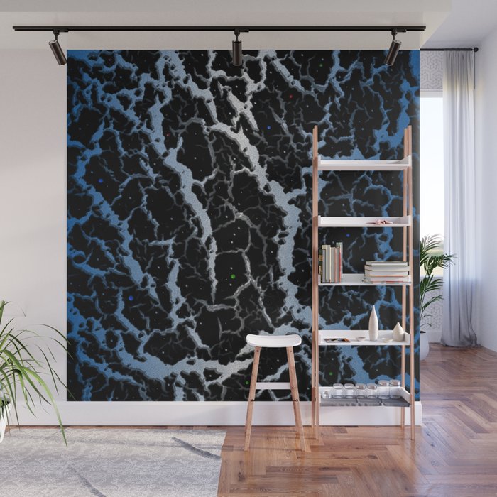 Cracked Space Lava - Blue/White Wall Mural