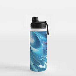 Trendy Cool Blue Fluid Flowing Abstract Water Bottle
