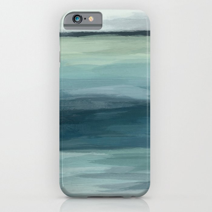 seafoam green mint navy blue abstract ocean art painting iphone case